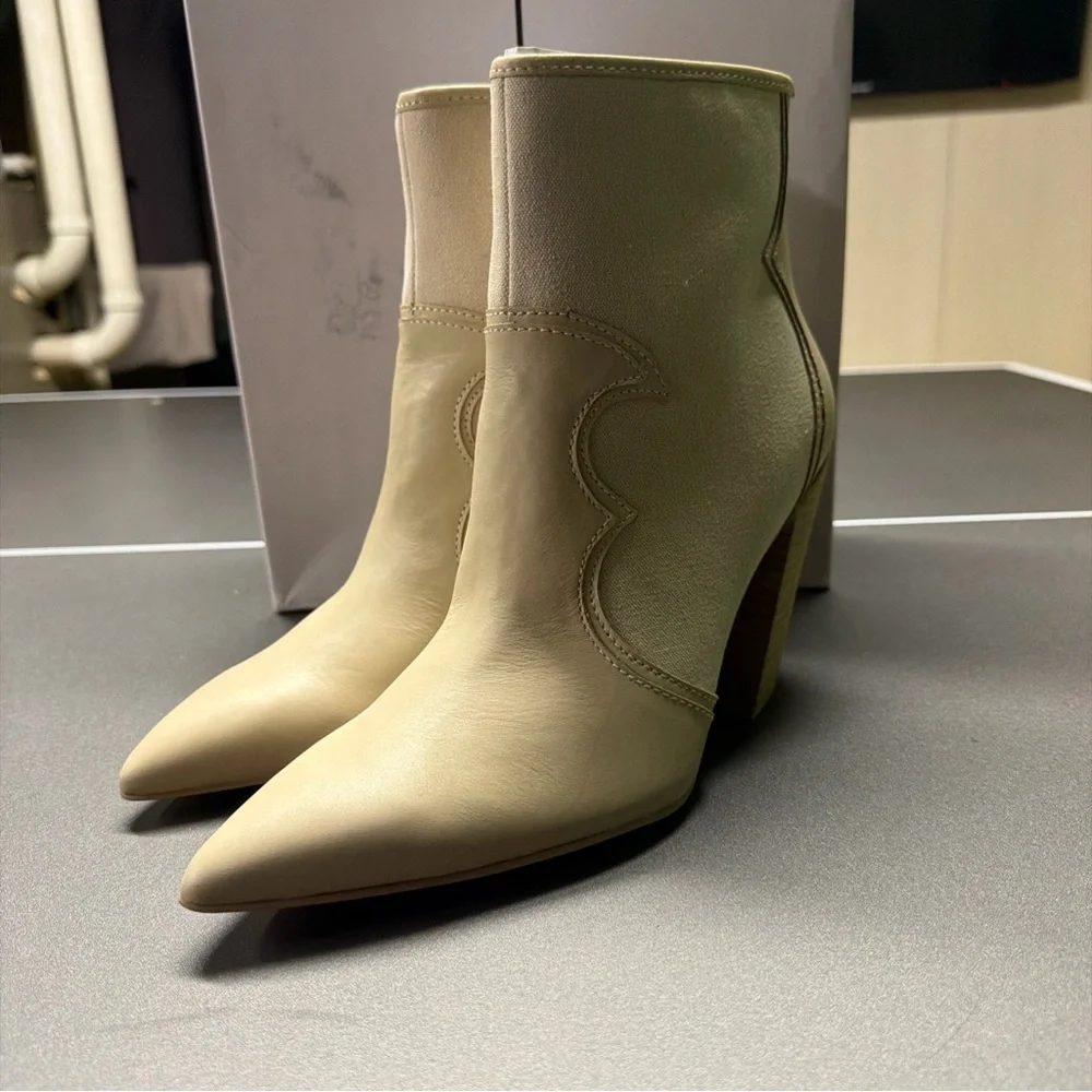 Dolce‎ Vita Leather Heeled Ankle Boots Noraya Sand Size 9.5 New with Box